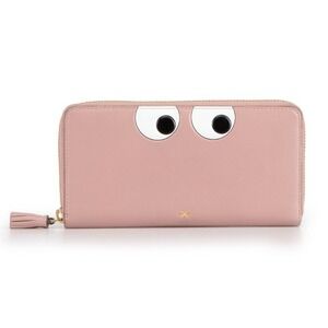 Anya Hindmarch Eyes Zip Around Wallet Pink Leather Tassel Gold Hardware
